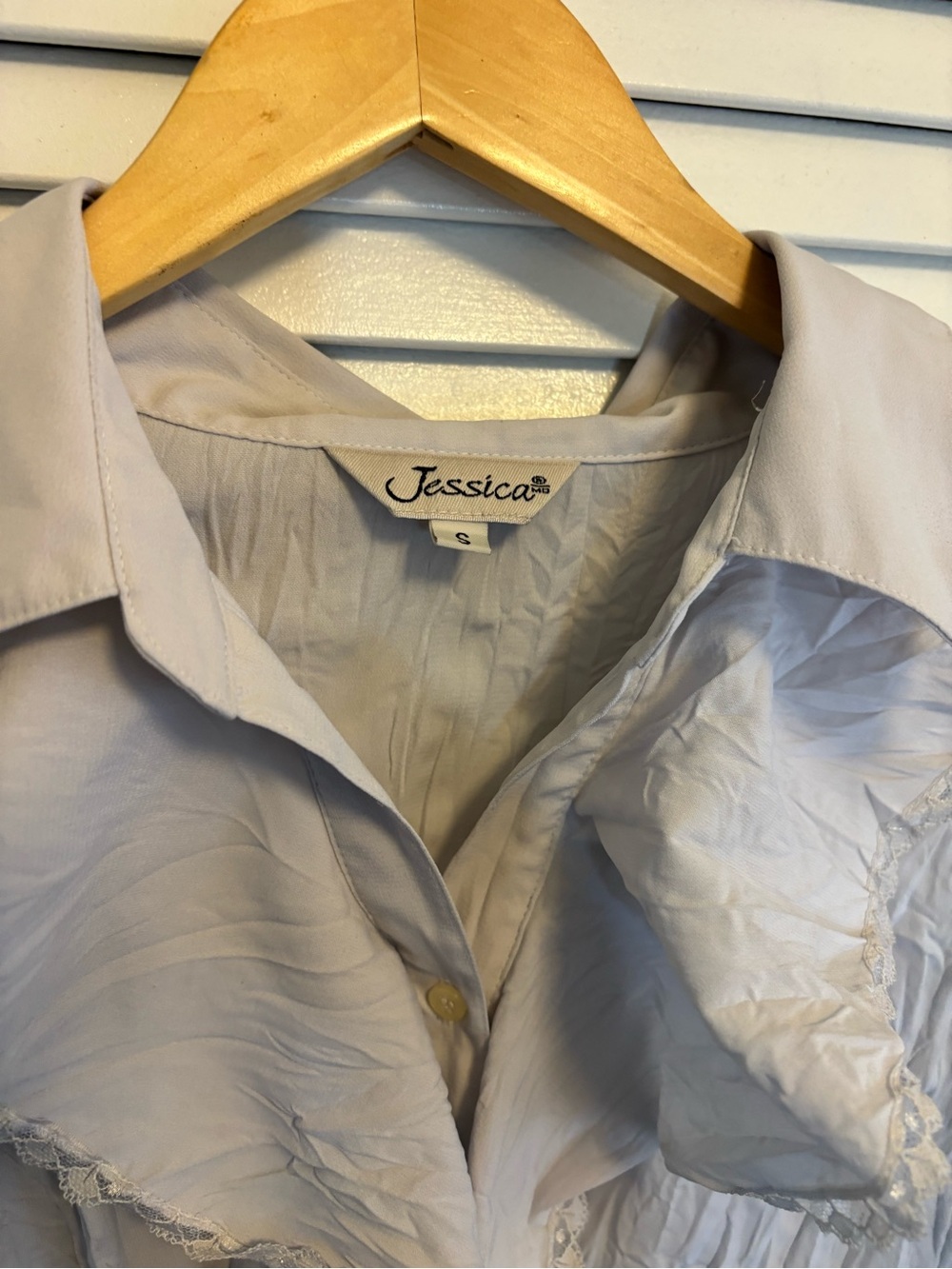 Women’s Ruffle Front Button-Up Blouse - Picture 3 of 3
